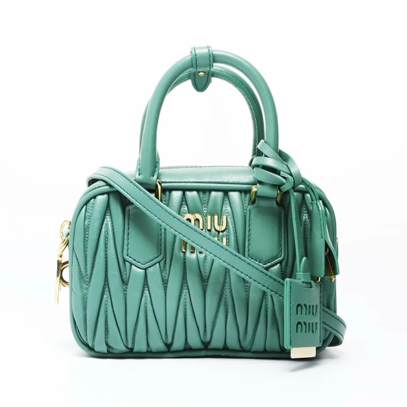 Miu Miu アルカディ マテラッセレザー 2WAY ハンドバッグ グリーン